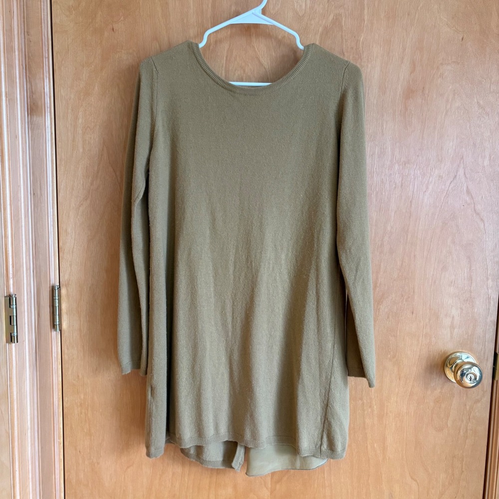 Jucca Tunic Sweater Women‎ Medium Tan Wool Cashmere Silk Back Made in Italy
